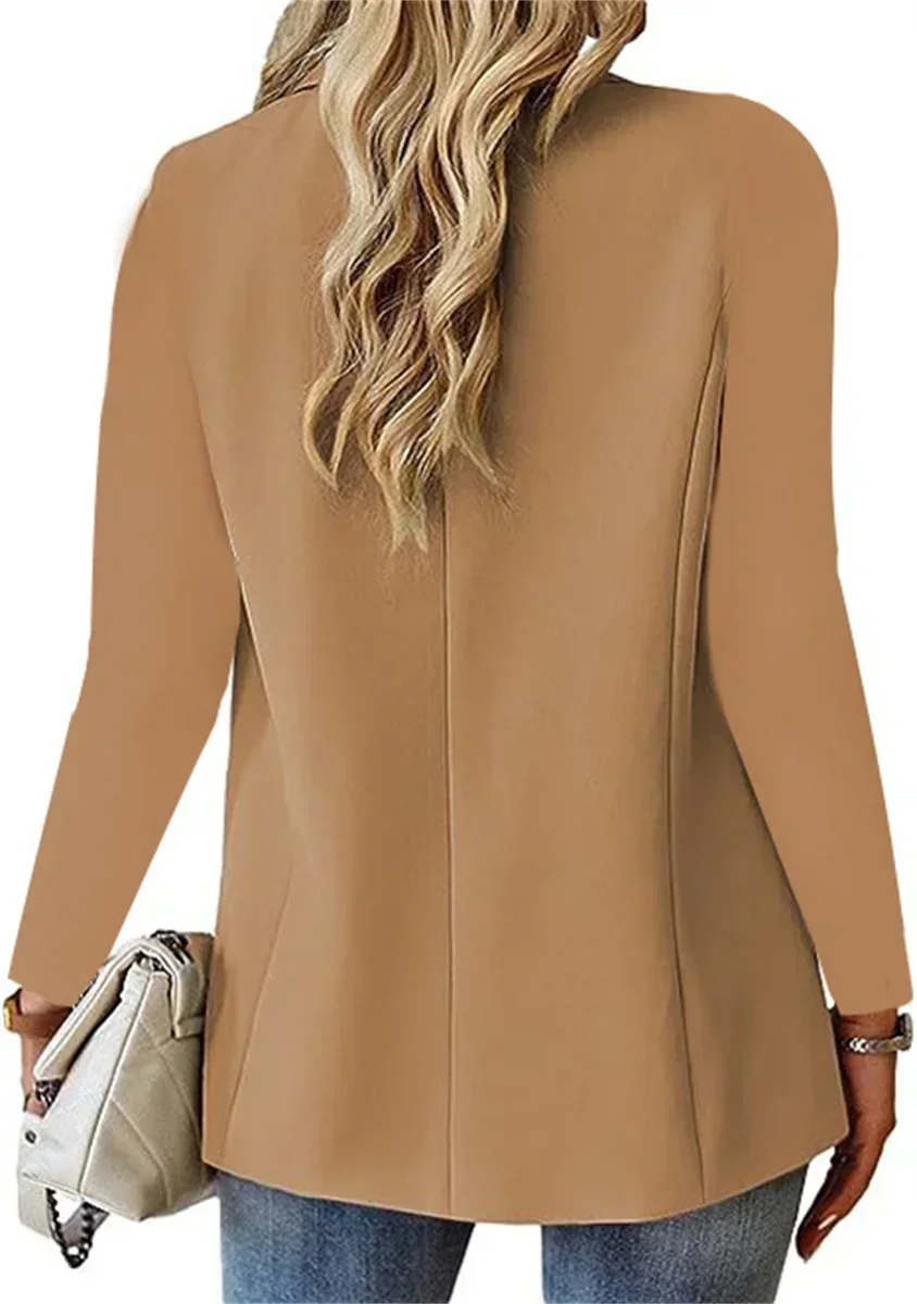 2025 Primavera Autunno Donna Solid Casual Slim Blazer Elegante Chic Office Lady Abiti basic Giacca Manica lunga Colletto dentellato Blazer