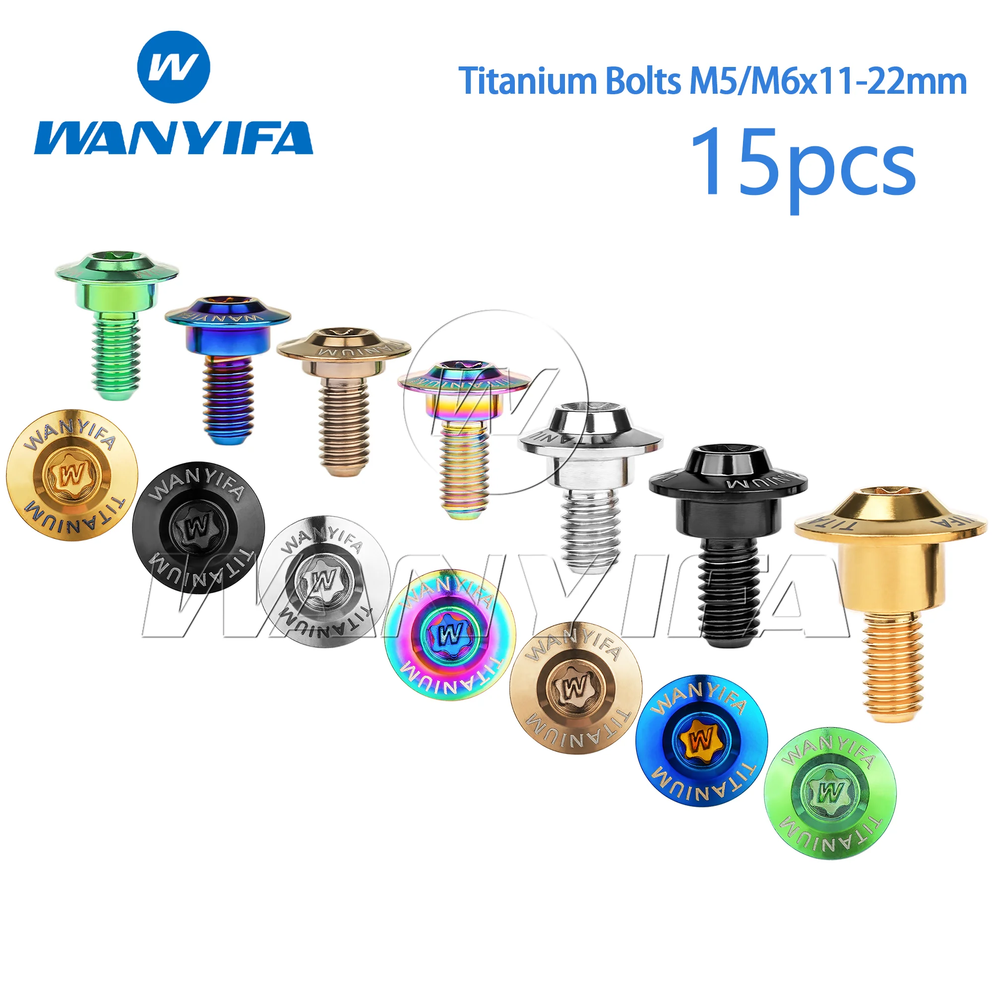 

Wanyifa 15pcs M5/M6x11-22mm Titanium Bolts for Motorcycle Locomotive Fastener Conversion Bolt with “W” Umbrella Step Screw