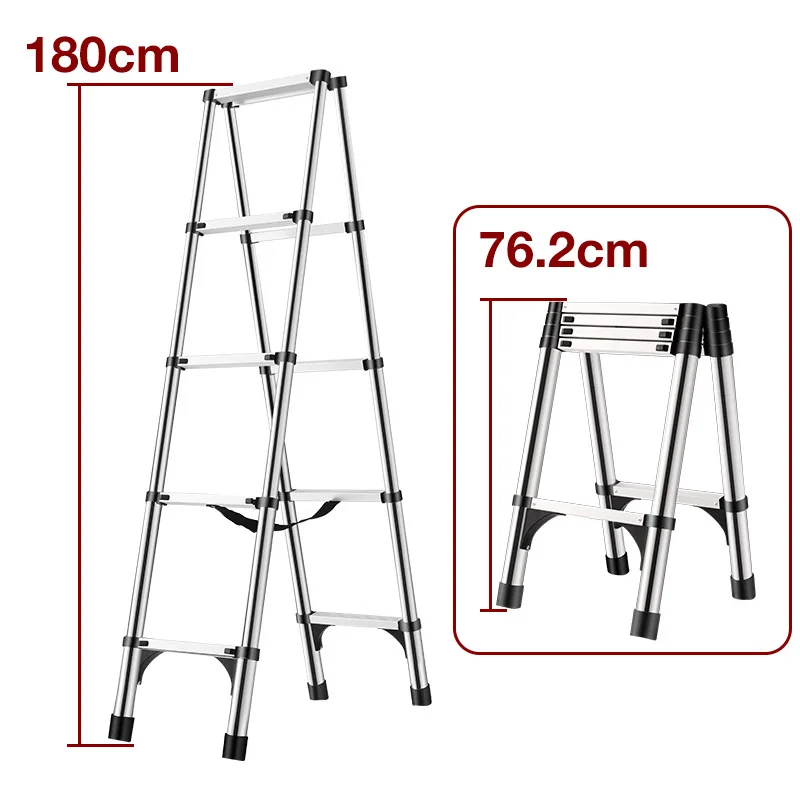 1.8m Multifunction Folding Telescopic Ladder Climbing Herringbone Ladder Household Folding Ladder Aluminum Step Ladders Stable S