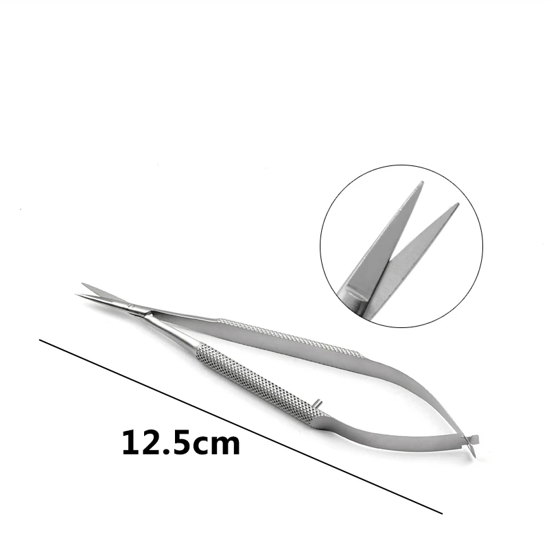 12.5Cm Đèn Phẫu Thuật Kéo Phẳng Tay Cầm Mắt Micro Kéo Thép Không Gỉ/Titan