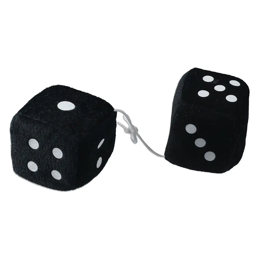 1pair Car Assessories Parts 70mm Plush Dice Black Car Rearview Mirror Car Mirror Hanging Accessories for Office