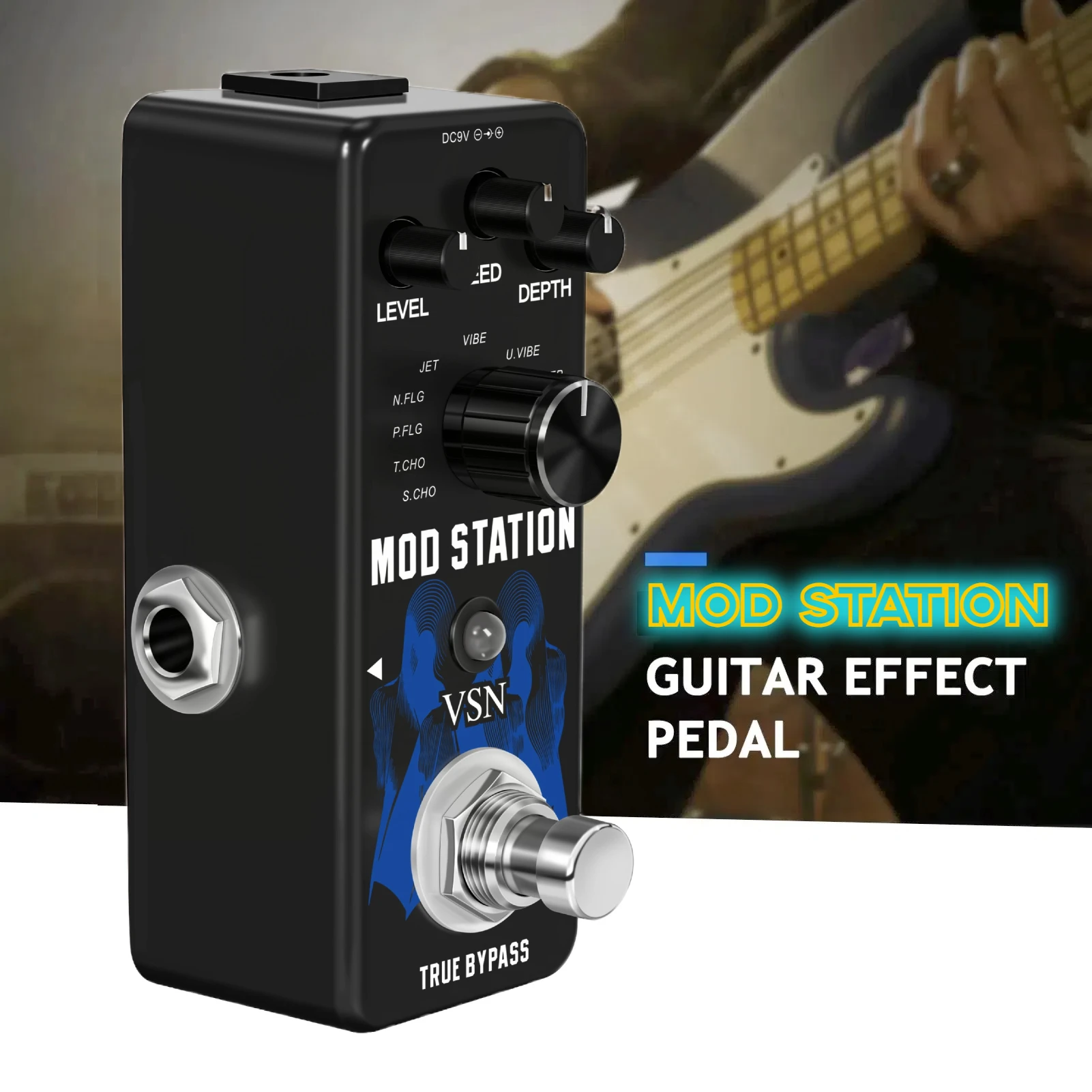 VSN Guitar Modulation Effect Pedal Digital Mod Station Combination Pedals 11 Effects of Phaser,Flanger,Chorus,Tremolo,Vibrato