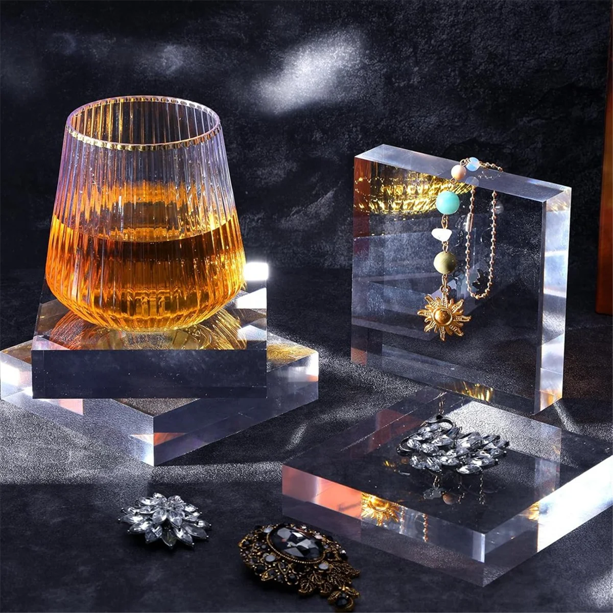 AA25 4 шт. квадратные акриловые блоки для дисплея, 4 х 4 х 1 дюйм полированные акриловые кубики, подставка для аксессуаров для кольца для торта