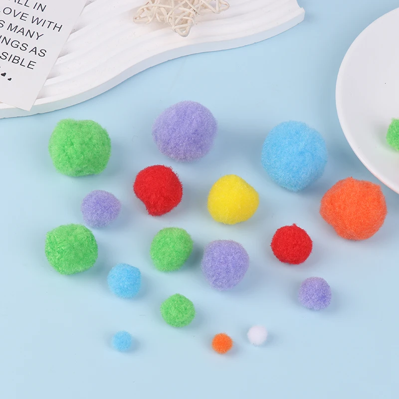 100 Pcs/lot Mixed Colors Pompom Fur Balls Colorful Soft Pompones DIY Handmade Crafts Decor Toy Glue On Cloth Accessories