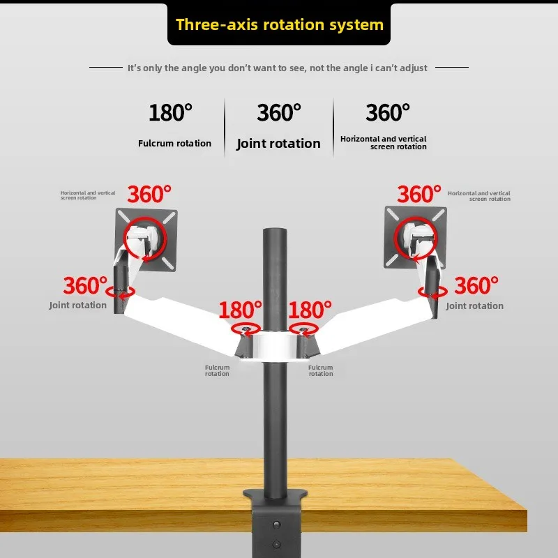 Monitorhalter, Desktop-Drehung um 360 Grad LCD-Computerclip, Tischhalter 19-32 Zoll TV-Basis, doppelseitig