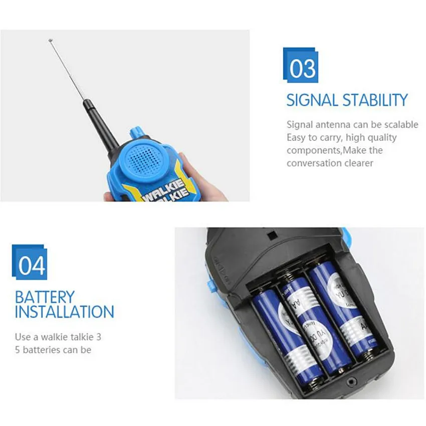 2 Stuks 50M Speelgoed Walkie Talkies Mini Draagbare Kinderen Elektronische Handheld Tweeweg Radio Kinderen Outdoor Interphone Speelgoed voor Kinderen