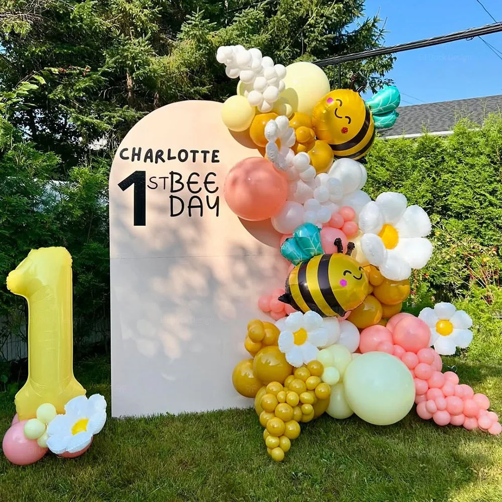 169 stücke Nette Biene Gänseblümchen Thema Folie Ballon Girlande Set kinder Spielzeug Geburtstag Baby Taufe Hochzeit Party Dekoration Lieferungen