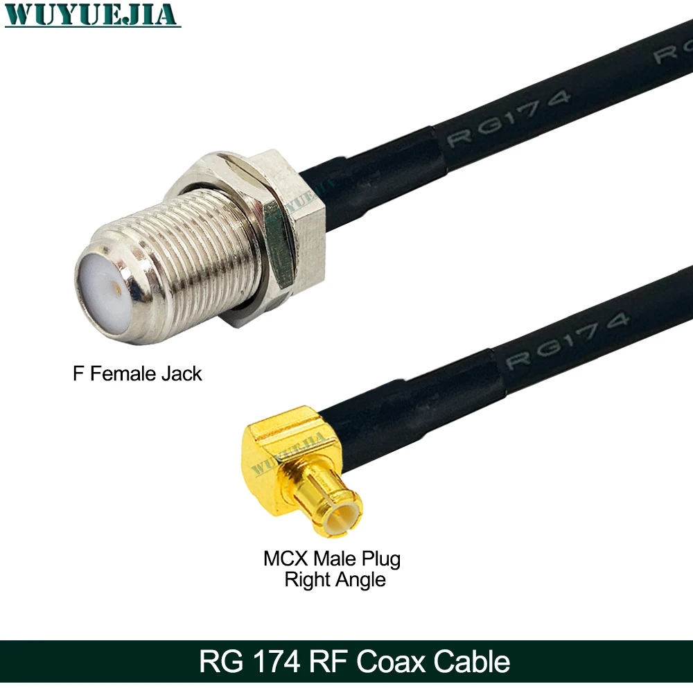 MCX ذكر التوصيل الزاوية اليمنى إلى F ذكر أنثى مهايئ الرافعة 50 أوم RF كابل محوري RG-174 للتلفزيون الرقمي واستقبال الفيديو #5