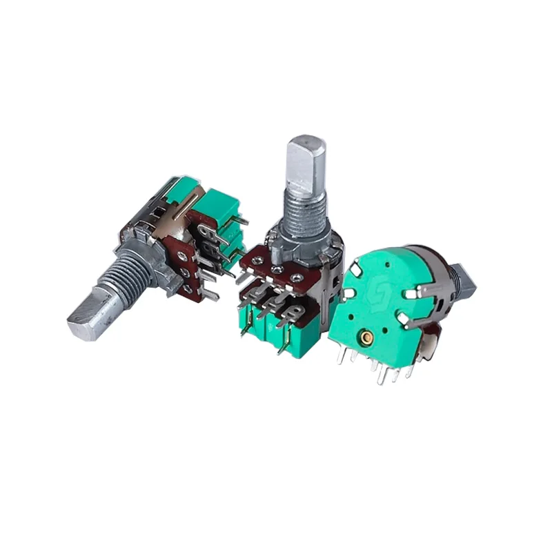 1PC H120 Rotary Switch Double 8-pin Volume Adjustment Potentiometer With switch A503K A10K half shaft 15mm