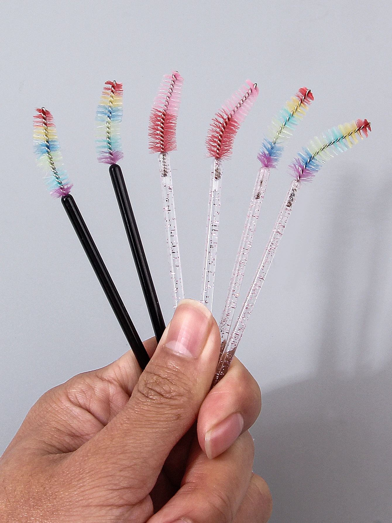 25 قطعة من فرشاة الماسكارا ذات المقبض الكريستالي، رأس فرشاة مرنة، فرشاة حواجب حلزونية، فرشاة مشط لتجعيد الرموش، أداة فرشاة للمكياج