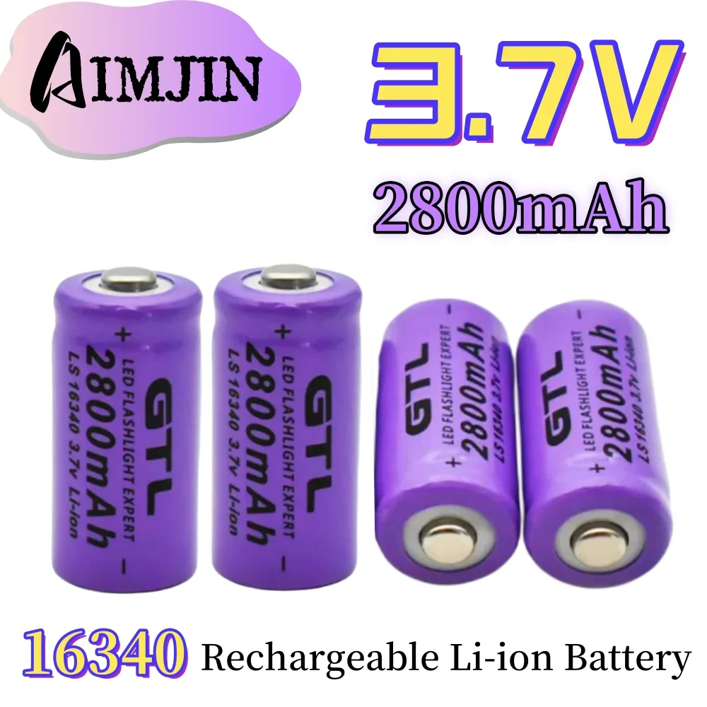 

16340 3.7V 2800mAh rechargeable lithium-ion battery suitable for CR123A LED flashlight battery