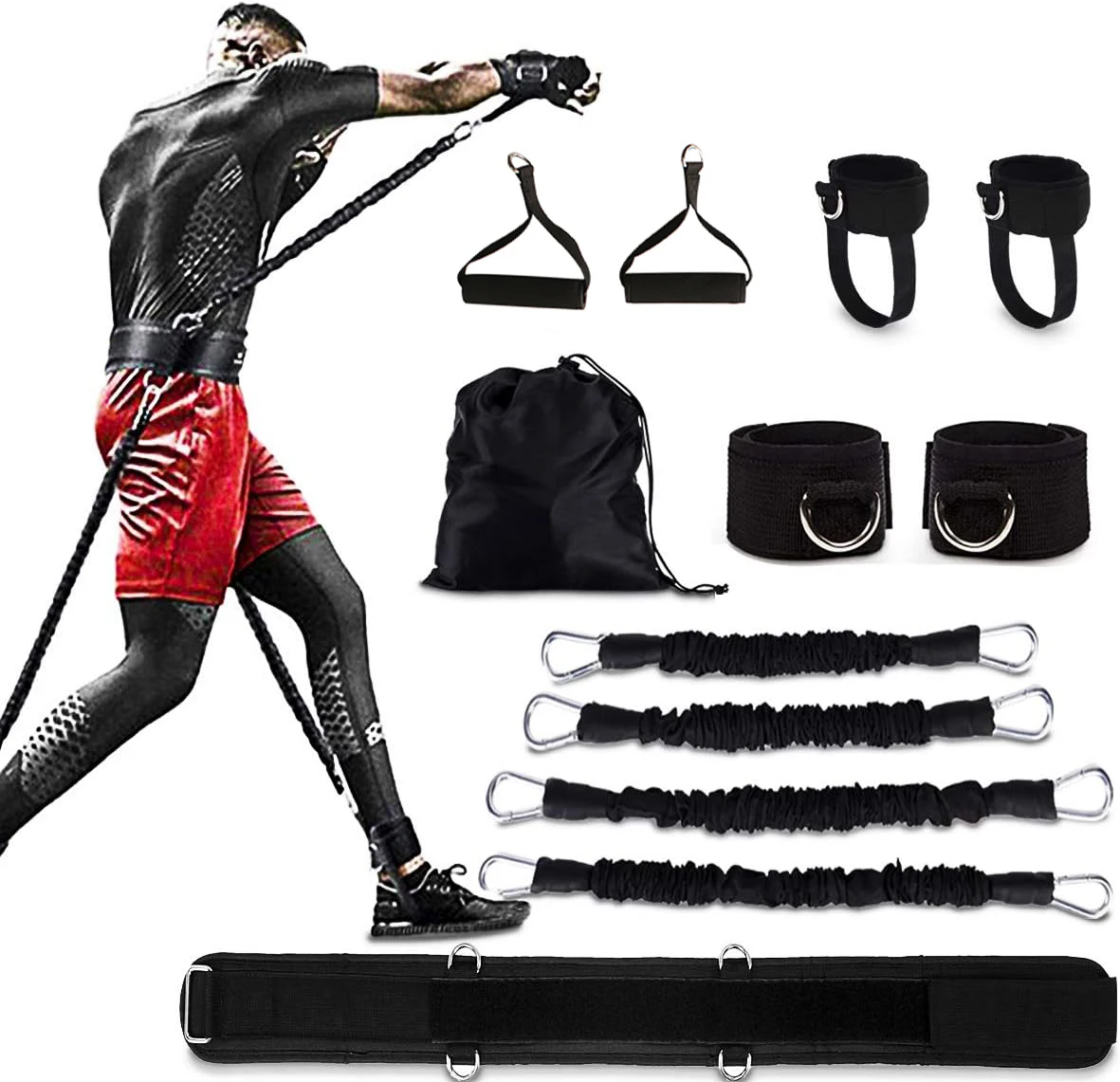 Resistance Band Belt Set for Boxing Training,Power Punch Strength,Pro Training,Pull Rope for Muay Thai,Karate Combat