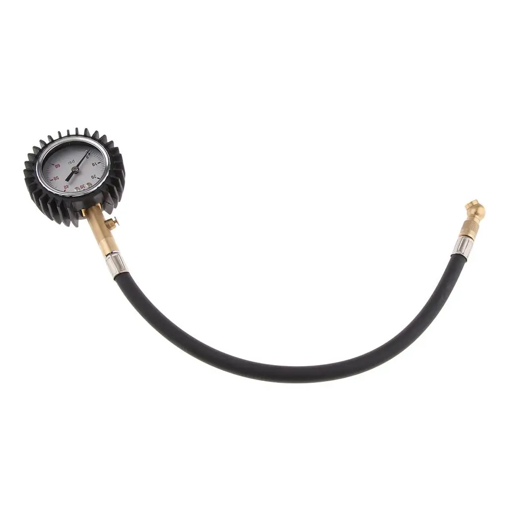 Manómetro de Presión de Aire para Neumáticos Multiusos, 0-60 PSI, Inflador con Dial, Medidor de Plástico Resistente para Automóvil, Motocicleta, Camión, RV