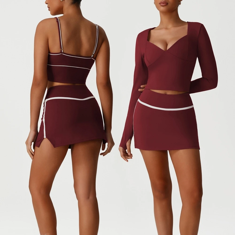 

Yoga Suit Women Tracksuit 2PCS Sports Set Gym Fitness Tennis Suit Running Sports Yoga Short Skirt Yoga Set Workout Athletic Wear