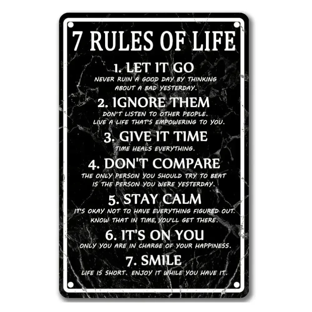7 Rules of Life Metal Wall Sign 3