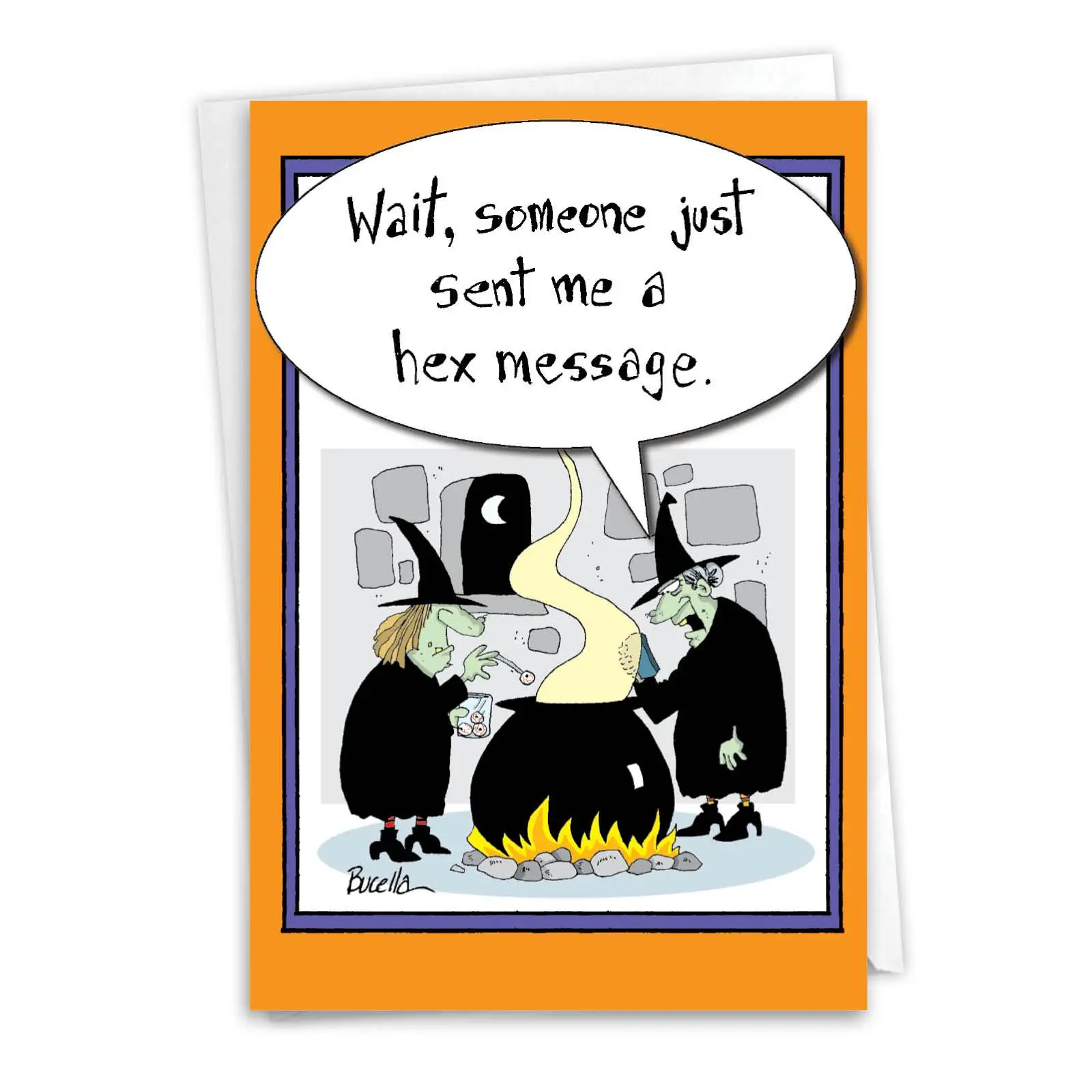 1 Funny Halloween Paper Card with Envelope Witch Hex Message For Him For Her NobleWorks