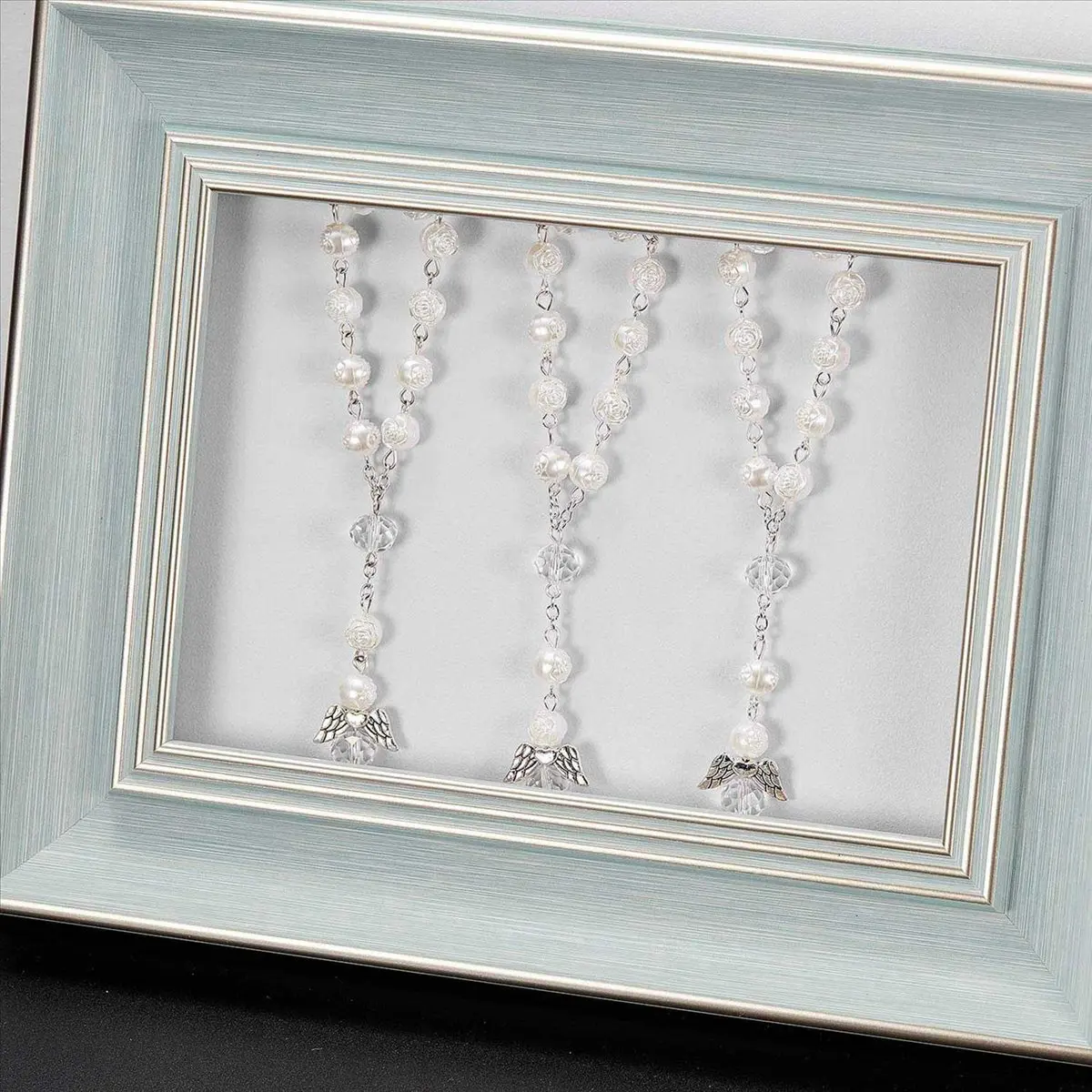

LUCK 30 Pcs Baptism Acrylic Rosary Beads Mini Rosaries Angel with Organza Bags for the First Communion Baptism Party Favors