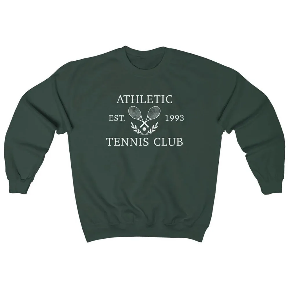 Athletic Est.1993 Tennis Club Women Y2K Sweatshirts Autumn Winter Long Sleeve Thick Warm Fleece Pullover Retro Style Jumper