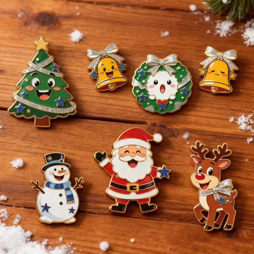 Christmas Fridge Magnets Acrylic Santa Tree Snowman Reindeer Bell Art for Refrigerator Car Door Holiday Decor Black Friday Gifts