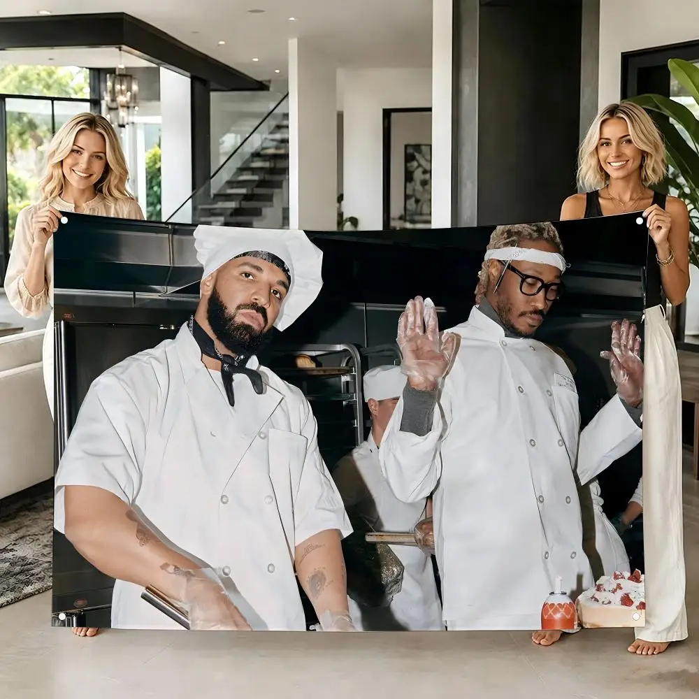 Rapper Drake and Future Flags Tapestry Creative Pattern Photo Living Room Wall Art Party Outdoor Decor