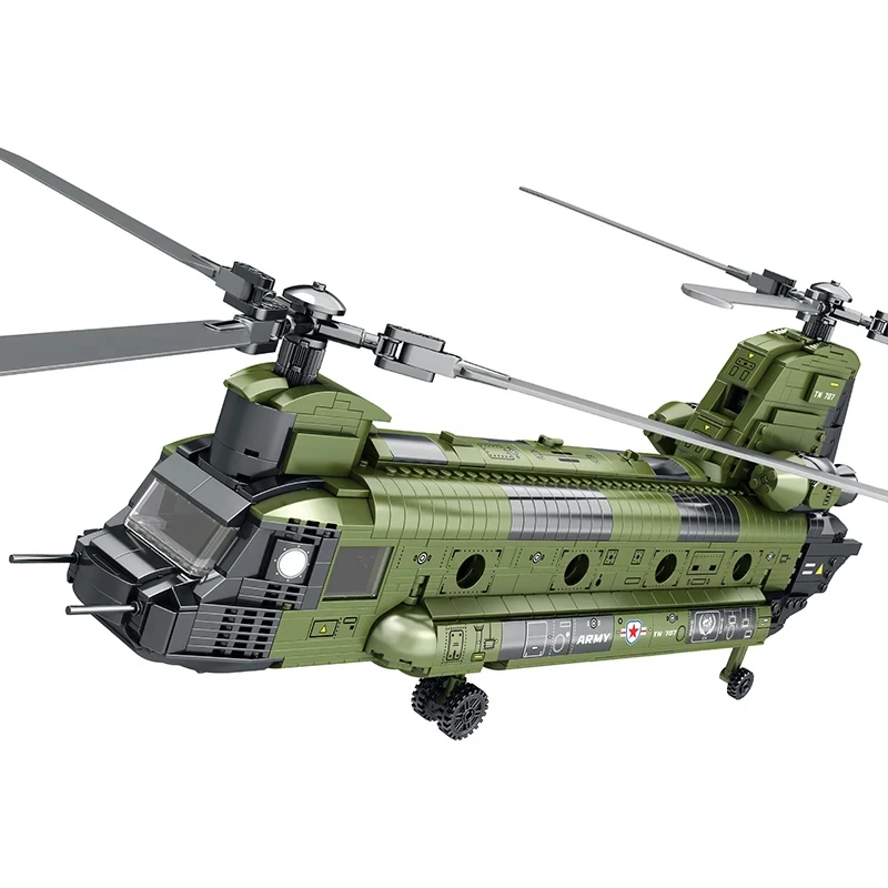 1451PCS CH-47 Chinook Transport Vliegtuig Bouwstenen Militaire Gewapende Helikopter Vechter Model Bricks Speelgoed Voor Kinderen Vakantie Geschenken