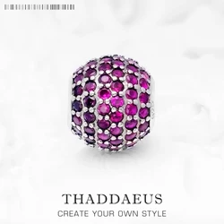 Beads Rose Color Stone Pave,925 Sterling Silver New DIY Romantic Jewelry Accessorie Gift For Women