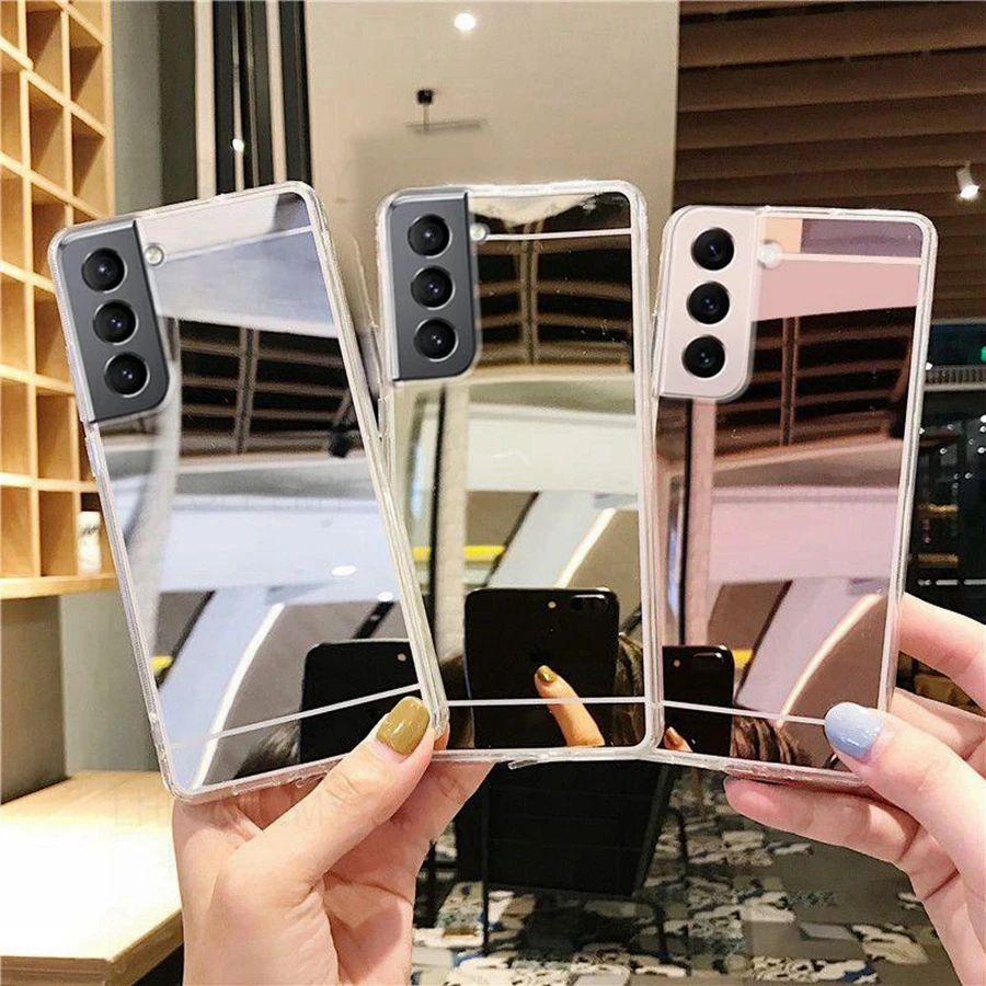 Makeup Mirror Bling Soft Silicone Case For Samsung Galaxy S9 S10 S20 S21 FE S22 Plus Note 8 9 10 20 S23 Ultra TPU Cover