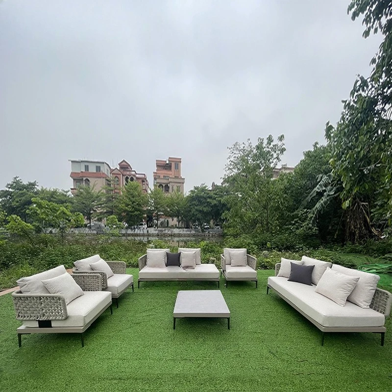 

Outdoor leisure sofa courtyard rattan chair open-air villa sun protection waterproof metal rattan furniture