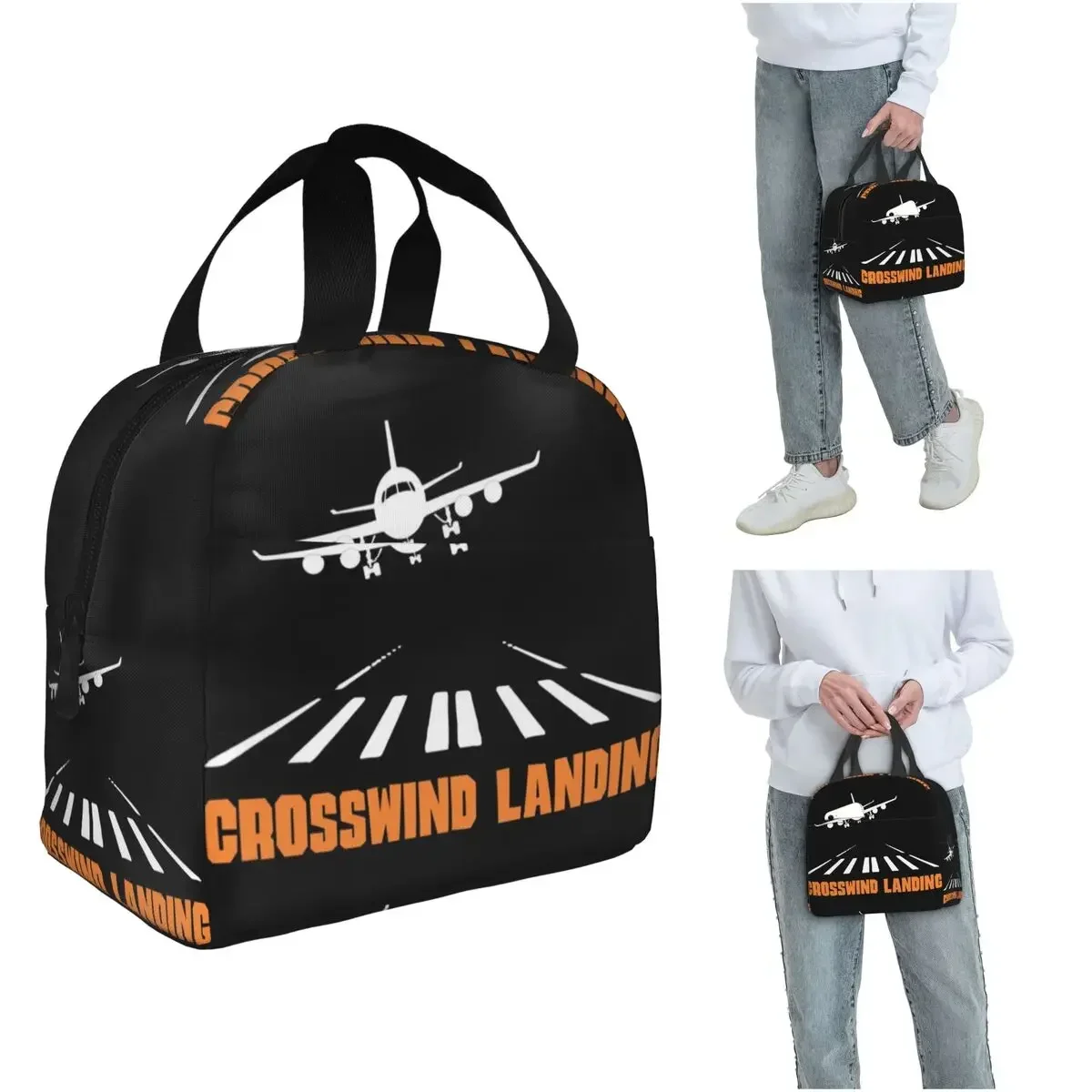 Airplane Crosswind Landing Insulated Lunch Bag for Women Kids Portable Food Boxes Thermal Lunch Box Tote