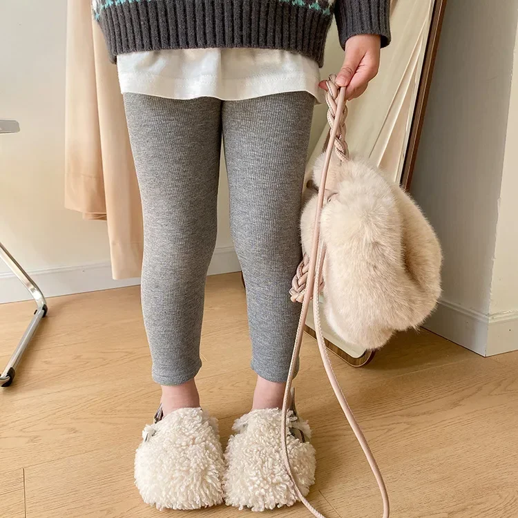 Mallas gruesas con forro polar para niños y niñas, pantalones de algodón a la moda, ropa cálida para Otoño e Invierno