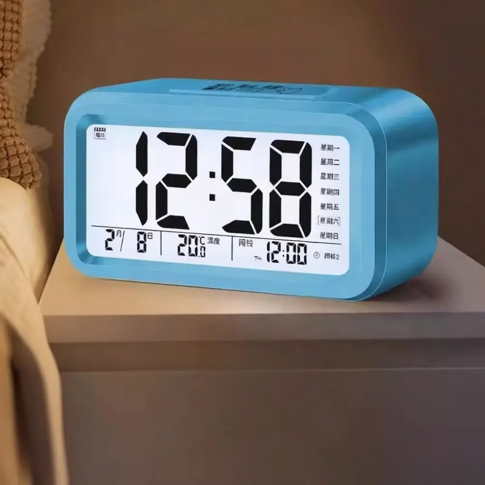 Kids Digital Alarm Clock Student Bedroom Table Clock Silent Operation With Voice Announcement Date Week Display