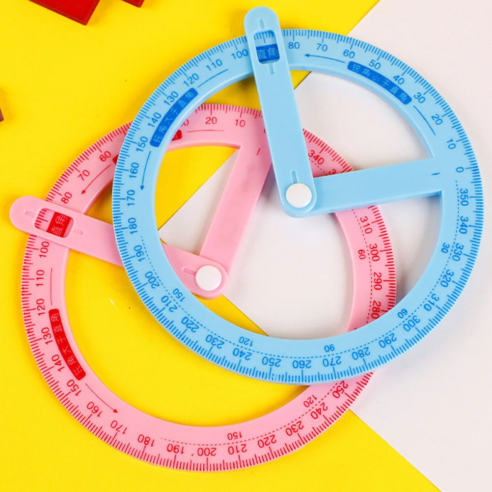 3Pcs Round Protractor with Sliding Arm Teaching Aid for Students Teachers Clear Scale Teaching Tools School Math Supplies