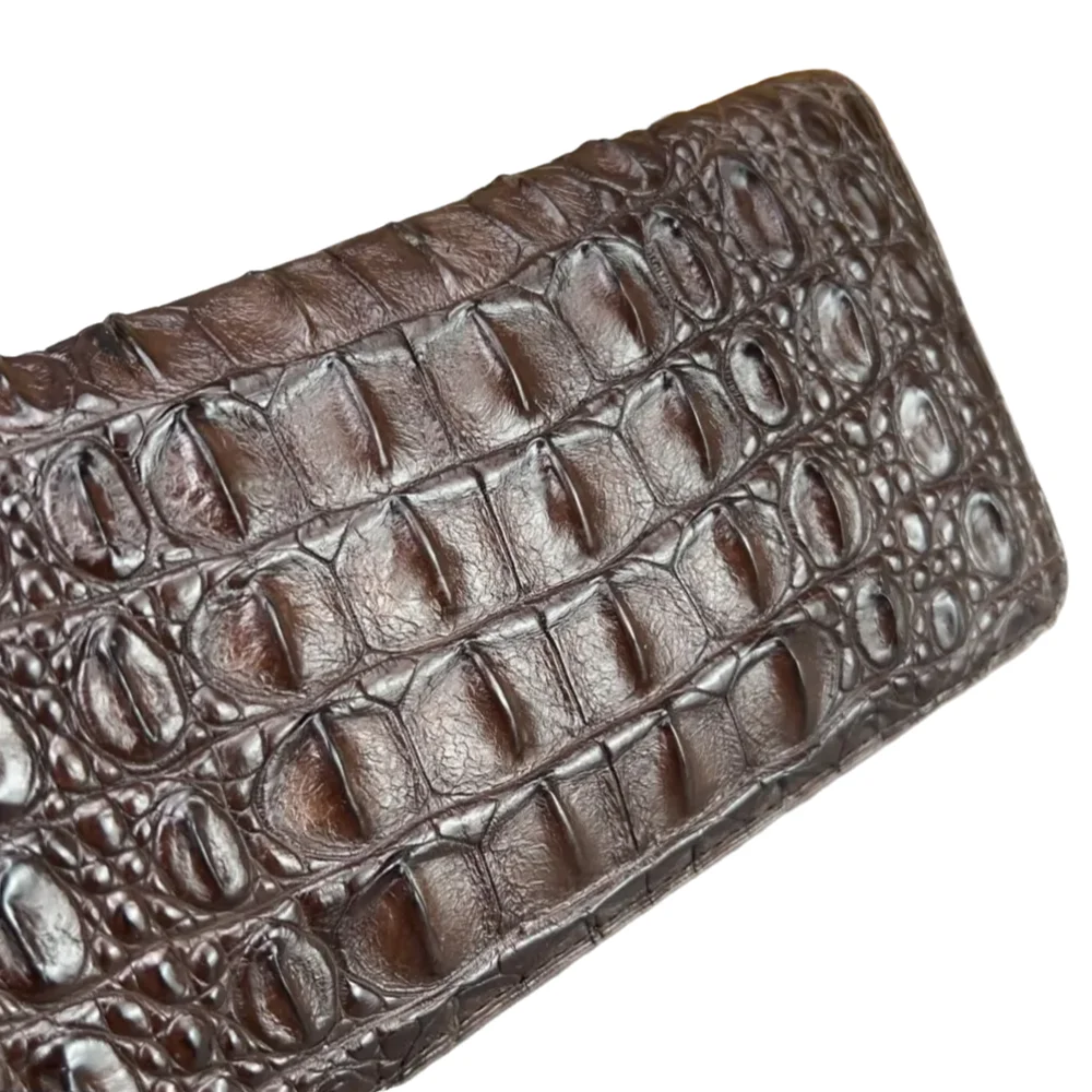 Real crocodile leather men's long handbag rare real crocodile leather made of zipper closure with card bag and change bag