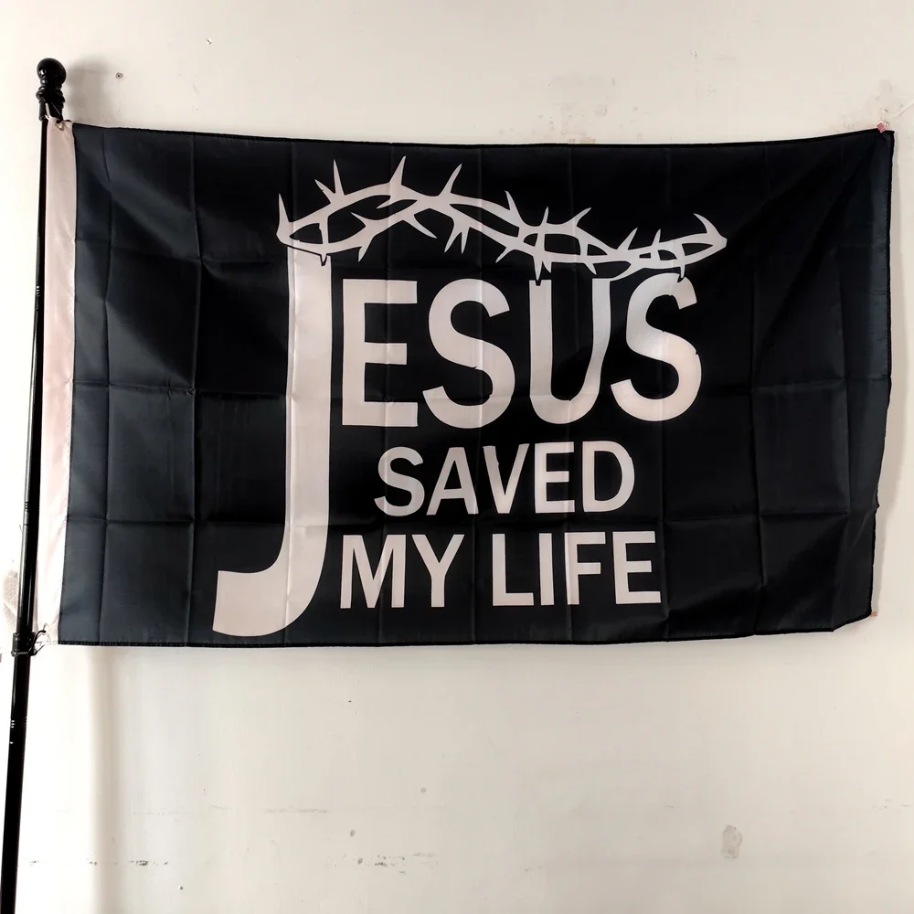 Jesus Christian Flag Jesus Saved My Life Banner 90X150cm Hanging Outdoor Decoration