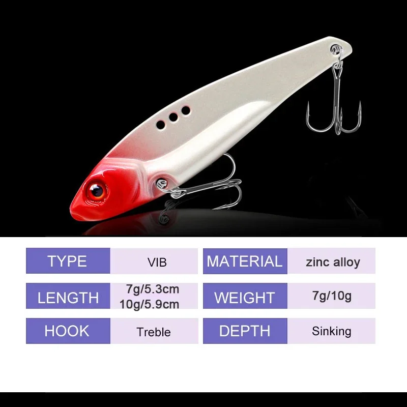 Luminous Metal VIB Spinner Spoon Fishing Lures 7/10g Gold Silver Artificial Bait With Feather Treble Hook Trout Pike Bass Tackle