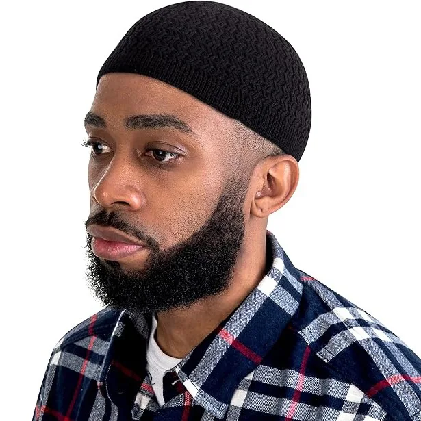 قبعة مسلمة الخريف والشتاء محبوك قبعة الرجال والنساء متموجة الجاكار البطيخ الفراء قبعة قبة الصوف Headhat #3