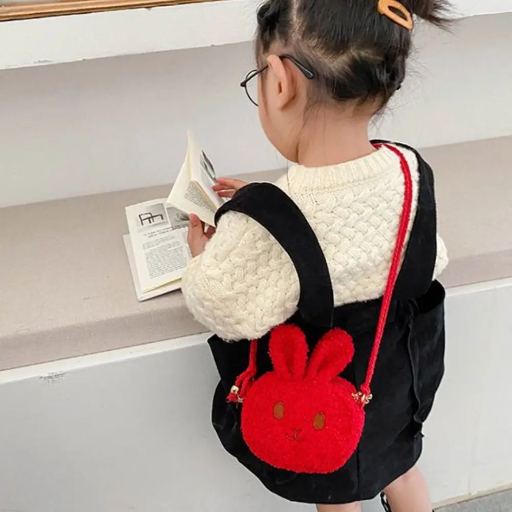 Cute Cartoon New Year Gift Purses Zipper Handbag Coins Bag Rabbit Shoulder Bag Messenger Bag Crossbody Bag