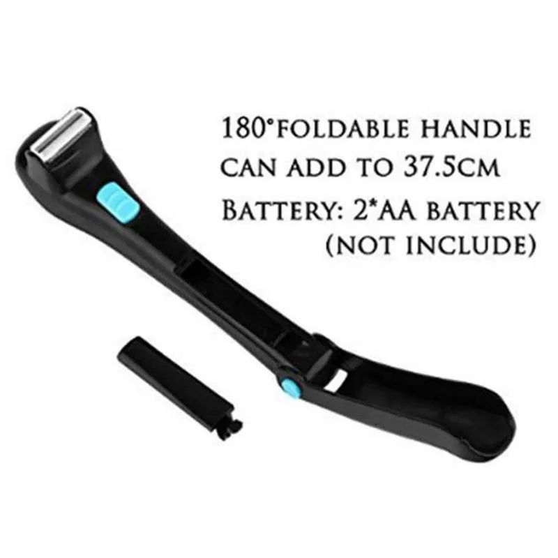 Electric Back Body Trimmer with Detachable Stainless Steel Cutter Foldable Long Handle for Whole Body