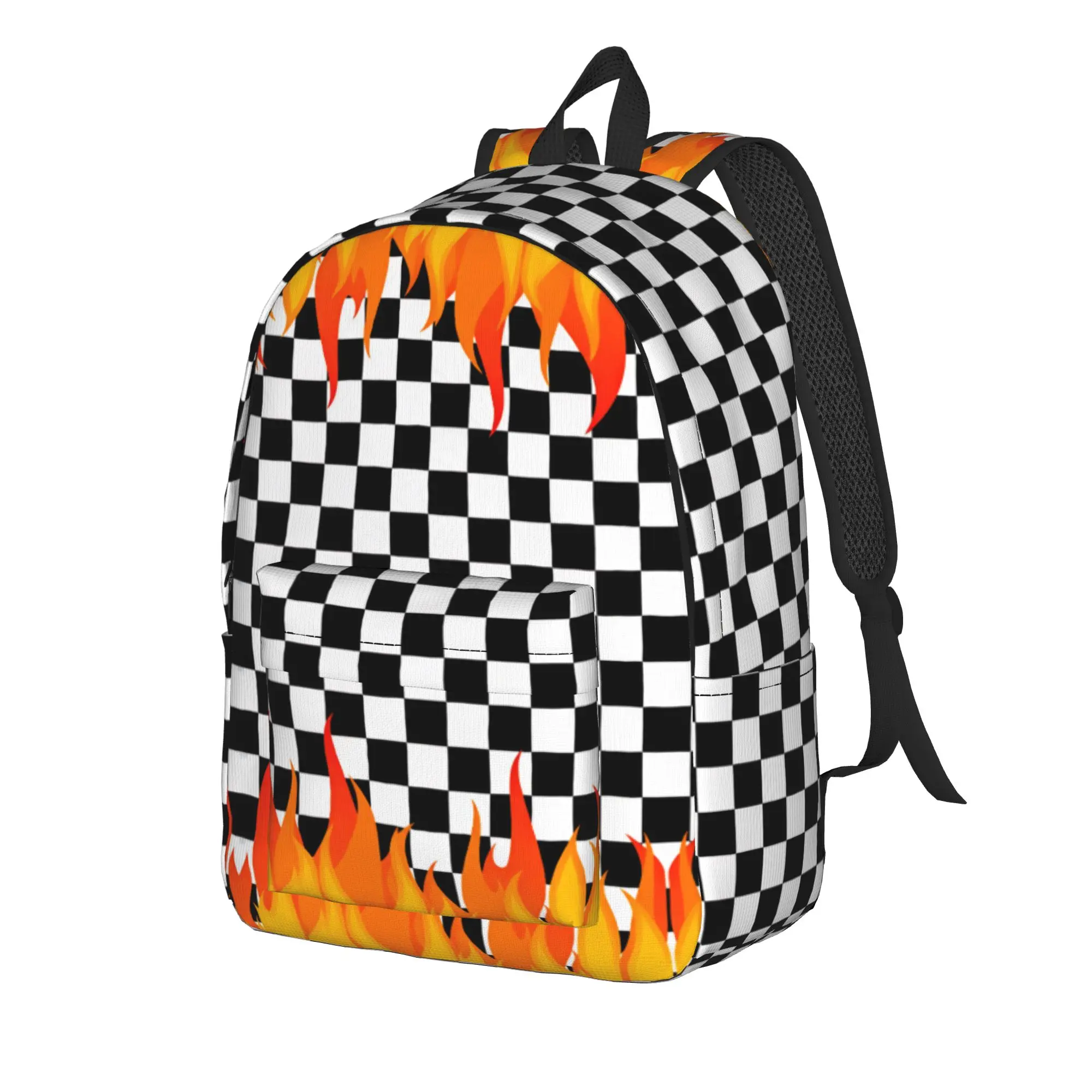 Racing Checkered Motor  Backpack  Hiking Backpacks Student Cool School Bags Design Breathable Rucksack