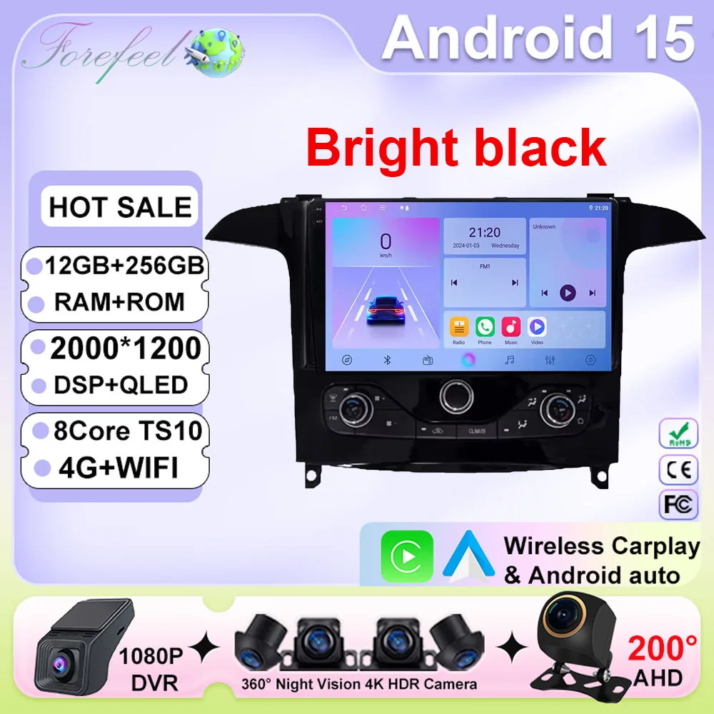 Rádio dvd do carro preto brilhante para ford s max S-MAX 2006-2015 para ford galaxy 2014 android 15 5g reprodutor multimídia navegação gps hdr
