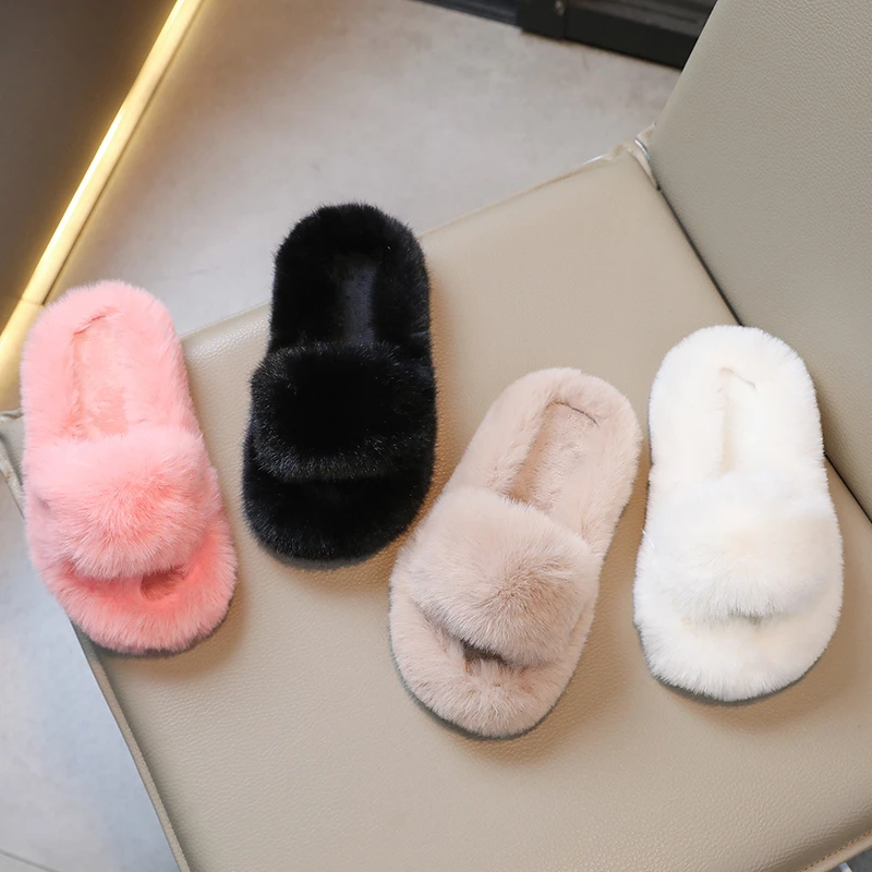 

2025 new children plush slippers home indoor warm thickened non-slip baby cute slippers kids shoes toddler girl shoes
