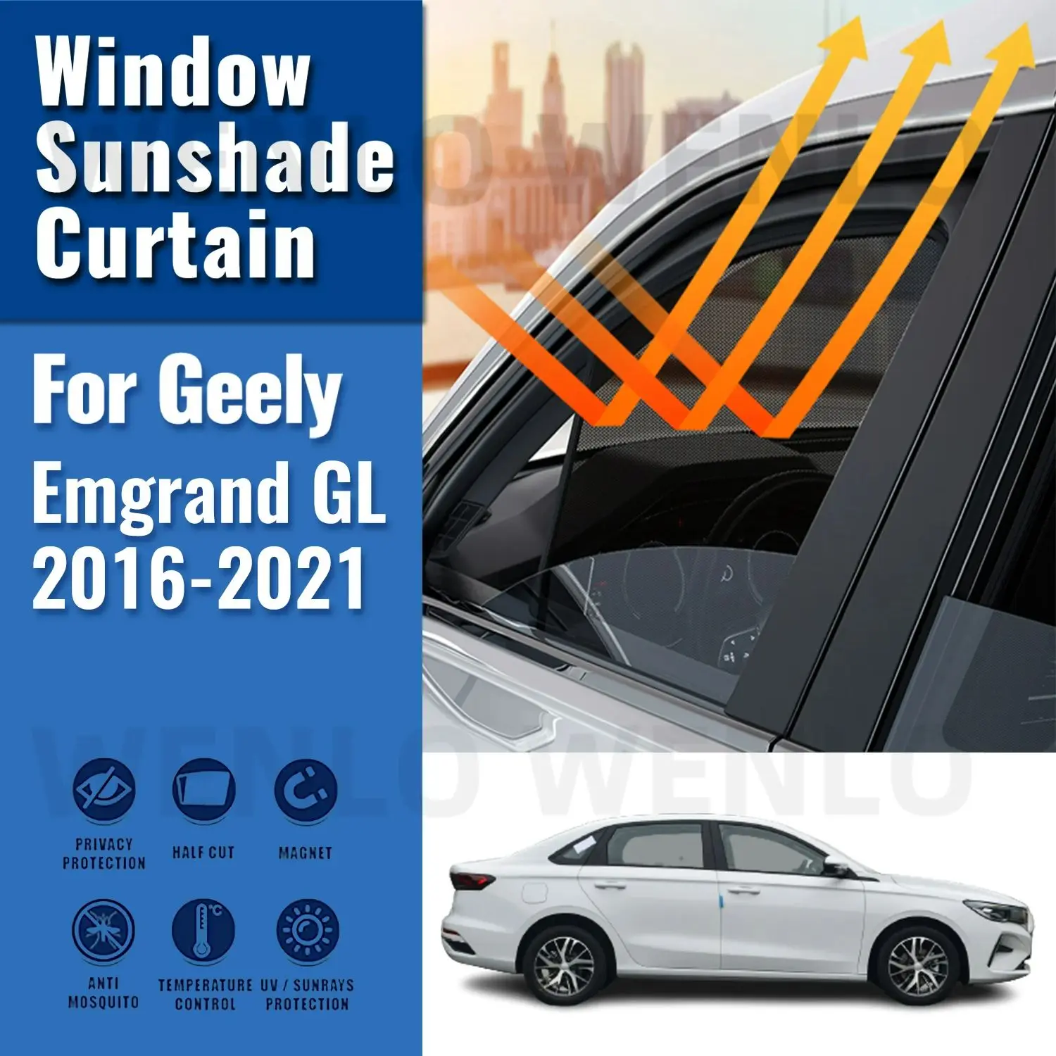 

For Geely Emgrand GL 2016-2021 Car Sunshade Shield Magnetic Front Windshield Frame Curtain Rear Side Window Sun Shades Visor