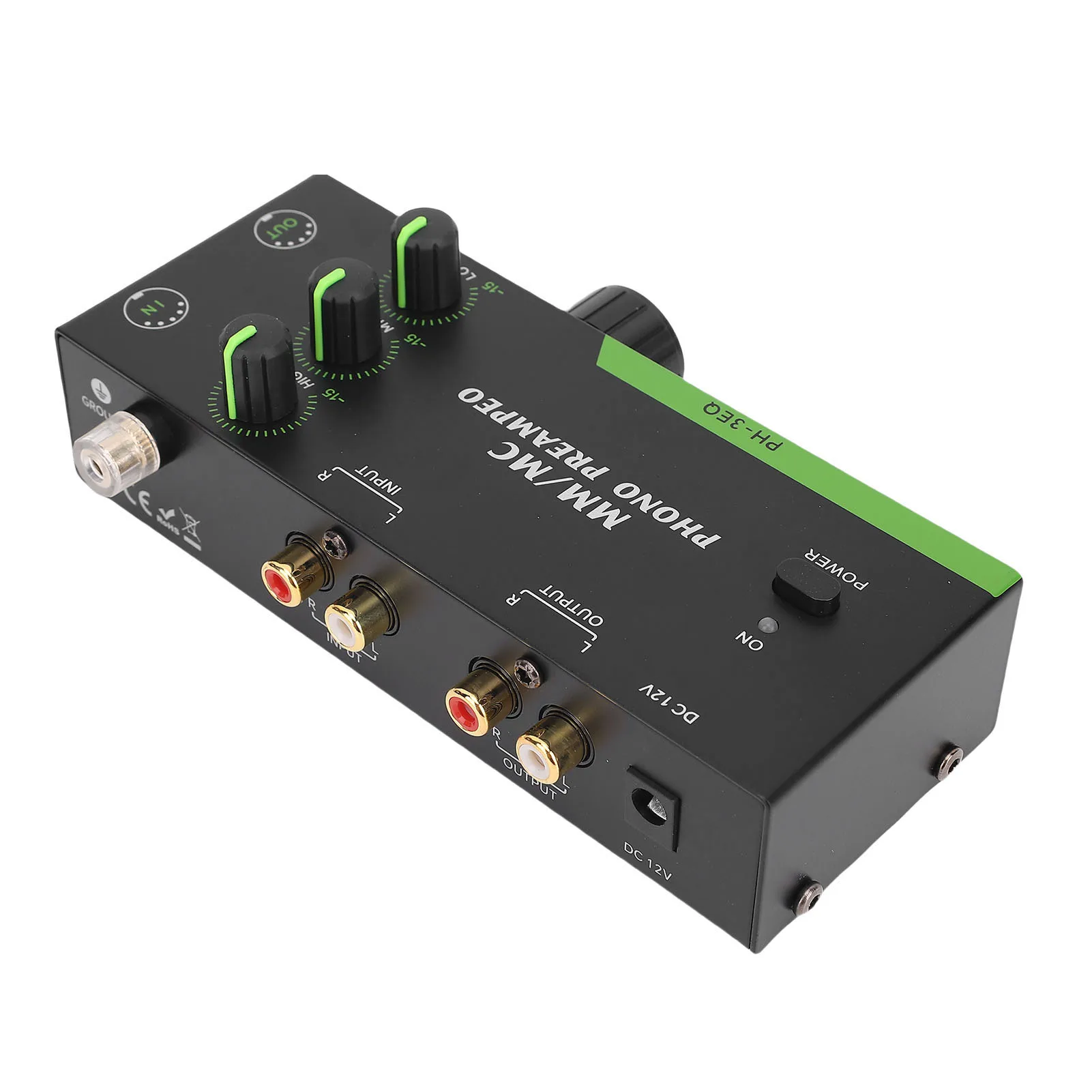 Pré-amplificador de fonógrafo MM/MC, mini pré-amplificador de fonógrafo estéreo, adequado para toca-discos com entrada e saída XLR de 5 pinos.