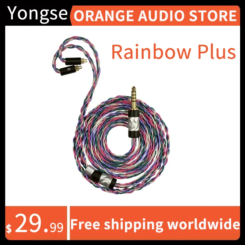 

Yongse Rainbow Plus 8 core Silver-copper alloy 2.5 4.4/mmcx/0.78 Balanced earphone Upgrade Cable For IME S12PRO Z12 TIMELESS A.E