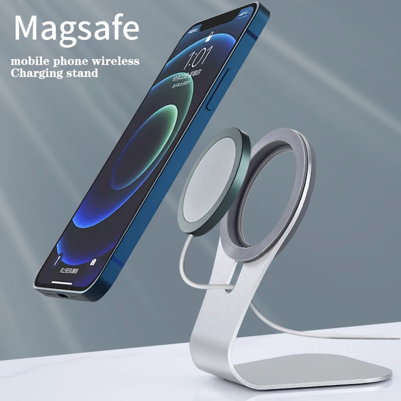 Magsafe แท่นชาร์จโทรศัพท์มือถือขาตั้งโทรศัพท์แม่เหล็กอลูมิเนียมอัลลอยด์สำหรับ iPhone 12ซีรีส์แท่นชาร์จไร้สายแบบเร็ว