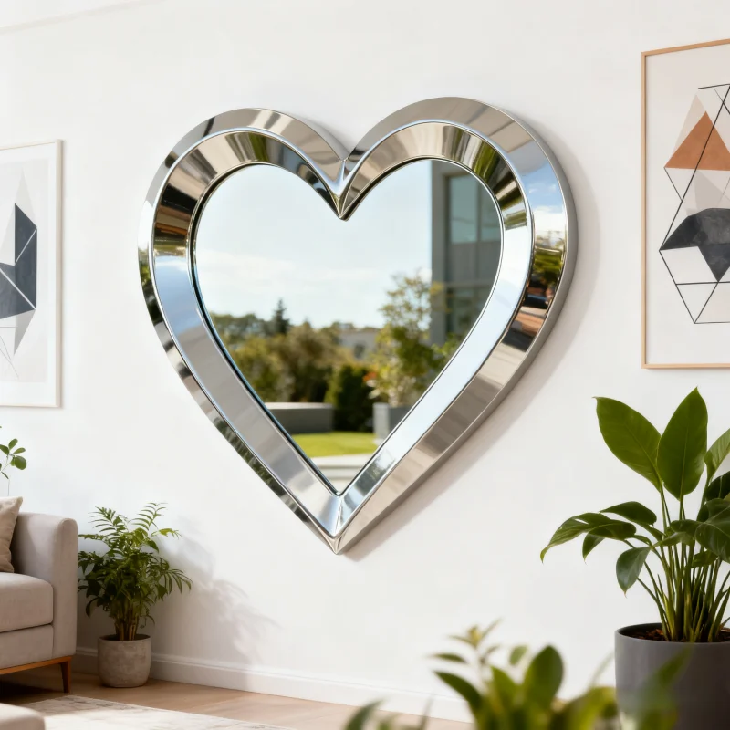 Metal Heart Wall Decoration， Mirror-Finish Metal Art, Elegant Focal Point for Living Room, Bedroom & Contemporary Interiors