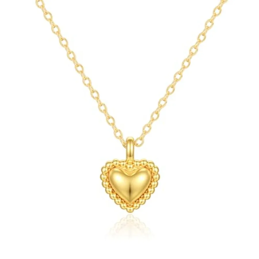 

Dainty Heart Necklace for Women, 14k Gold Plated/Rose Gold/Silver Tiny Cute Heart Pendant Necklace Minimalist Choker CZ Necklac