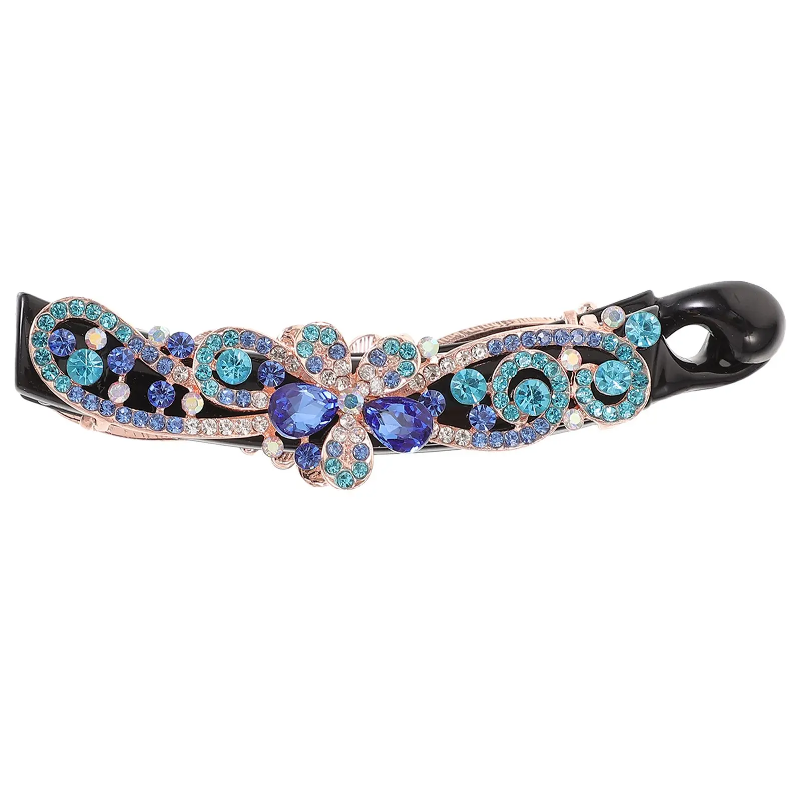 

Floral Rhinestone Hair Clips Decorative Blue Color Small Size Spring Clasp Women Hair Accessories Party Wedding
