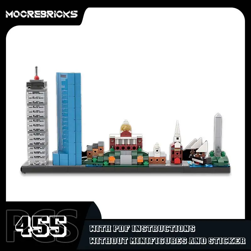 

MOC Famous Architecture Boston Skyline Building Blocks Set Assembly City Classic Model DIY Kids Bricks Collection Toys Gift