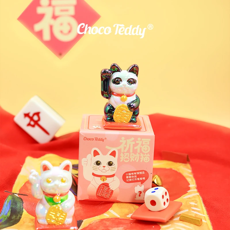 Cat Blind Box Choco Teddy Lucky Cat Anime Figure Dolls Animals Toy Desktop Decoration Mystery Box Gift Collection